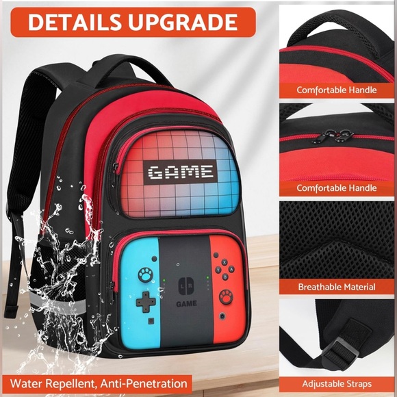 NWT Gamer Boys Backpack For Kids School 17″ - Picture 3 of 7